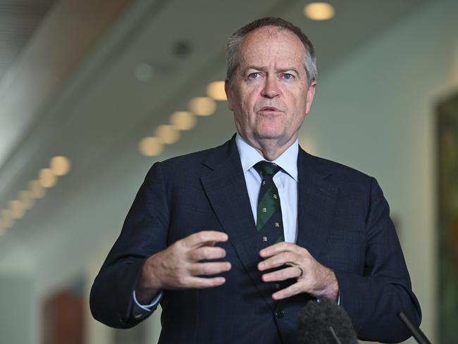 CANBERRA, AUSTRALIA  - NewsWire Photos - December 9, 2024:  Bill Shorten MP holds a press conference at Parliament House in Canberra. Picture: NewsWire / Martin Ollman