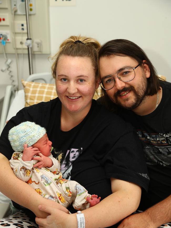 Oscar Patrick Manikauskas, parents Maddison and Jordan Manikauskas of Corio. Born 20.3.25 weighing 4240g. Picture: Alison Wynd