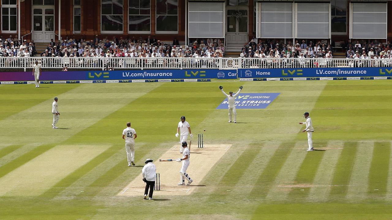 Alex Carey of Australia stumps Jonny Bairstow of England during Day Five of the LV= Insurance Ashes 2nd Test match between England and Australia at Lord's Cricket Ground on July 2, 2023 in London, England. (Photo by Ryan Pierse/Getty Images)
