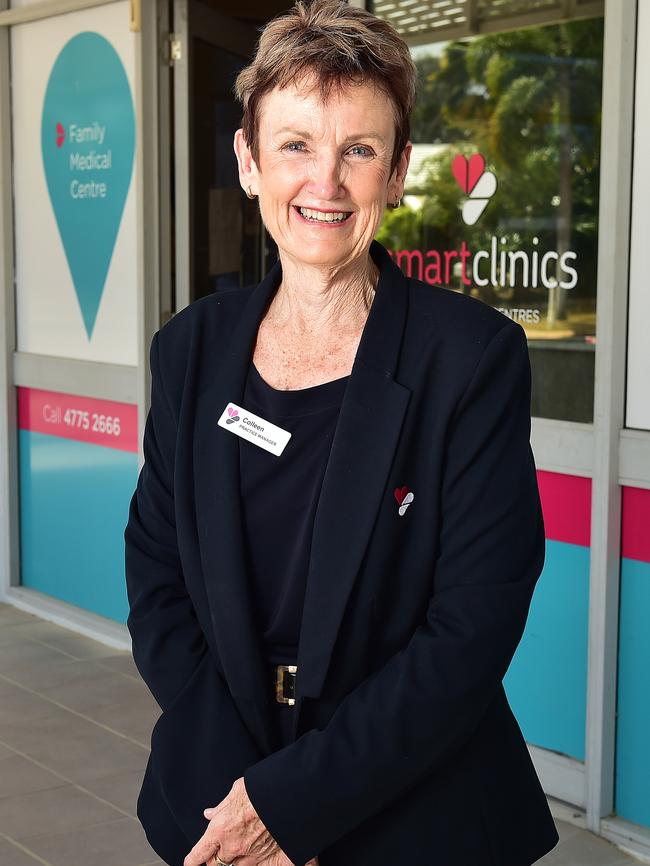 Colleen Belcher, Practice Manager at SmartClinics Annandale, outside the practice which will reopen on September 28th after it was badly damaged by a fire last year. Picture: Shae Beplate.