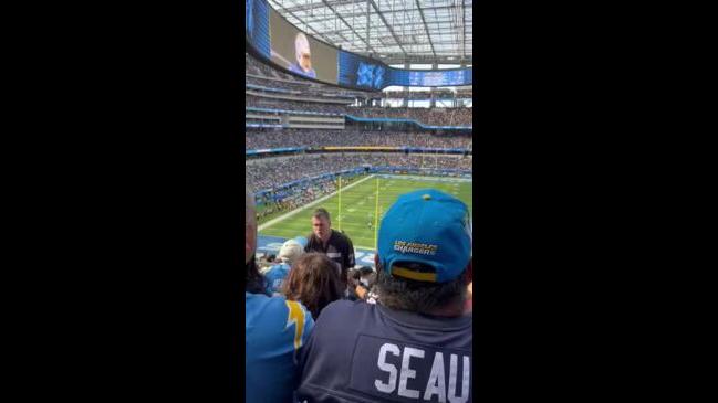 Chargers Fans Knocks Out Raiders Fan, Tosses Him Down A Flight Of Stairs At  SoFi Stadium - Daily Snark