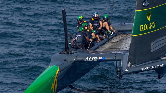 The Australia SailGP team ready to rock in Dubai. Picture: Felix Diemer/SailGP.