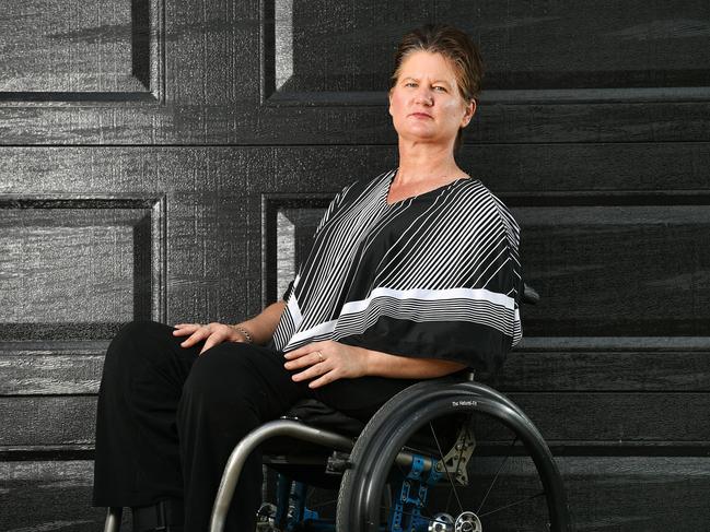 A brazen young car thief waved at wheelchair-bound Asti Savage as he drove away in her car, after breaking into her home and grabbing her bag off her lap. Picture: Shae Beplate.