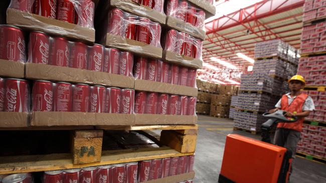 Stacks of Coa-Cola in a warehouse in North Sumatra, Indonesia. Picture: Dadang Tri/Bloomberg.