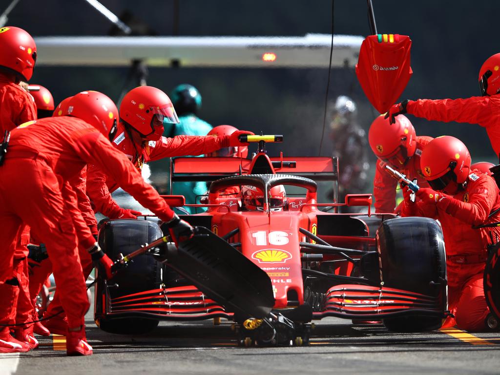 Charles Leclerc lost time on two pitstops. (Photo by Mark Thompson/Getty Images)