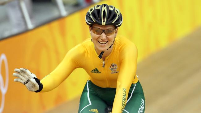 Beijing Olympics 2008 - Track Cycling from Laoshan Velodrome - Aust cyclist Anna Meares is happy after easily winning the women's sprint.