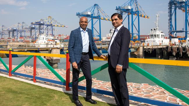 Adani Global CEO Jeyakumar Janakaraj and Adani Ports COO Avinash Rai at Adani's Mundra port in India. Photo: Cameron Laird