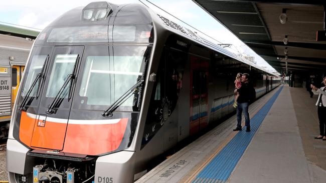 A shot of one of the new intercity fleet trains, which have now been delayed by two years. Picture: NCA NewsWire / Damian Shaw