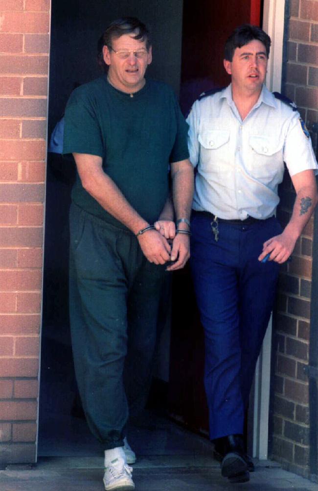 Arthurell is led from Dubbo court after being charged with Venet Mulhall’s murder in 1995. Picture: News Corp