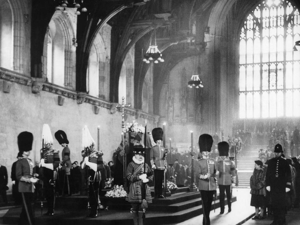 King George’s coffin, positioned on the alter. Picture: Getty Images