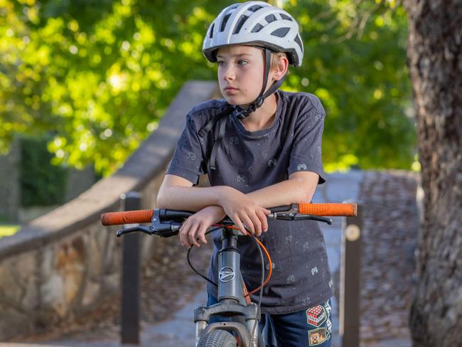 Declan with his bike in Tusmore SA. Pictured on Jan 28th 2024. Picture: Ben Clark