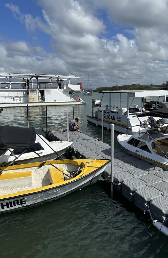 The damaged jetty at Pelican Boat Hire. Picture: Letea Cavander