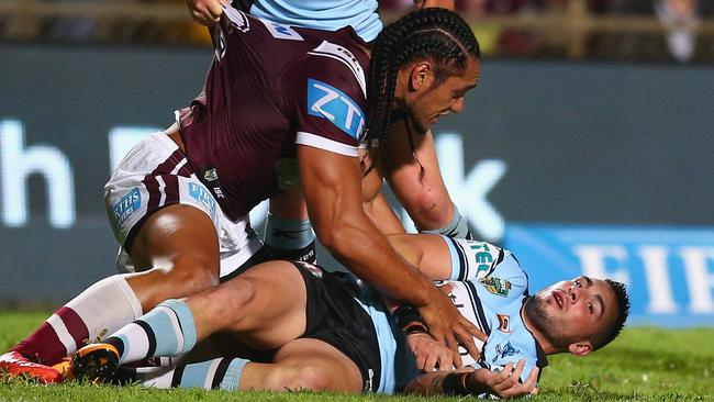 Taupau was quick to check on Bird after the hit.