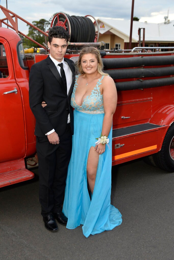 Samuel Taylor and Katrina Johnson arrive in a 1968 Bedford fire truck at Concordia formal at Redlands campus, Thursday, November 16, 2017. Picture: Kevin Farmer