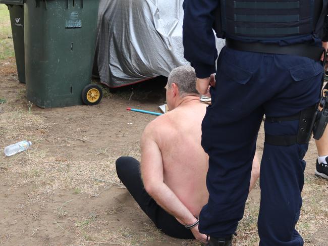 Brett Roe is arrested at his Wyndarra Way home. Picture: NSW Police Force. 