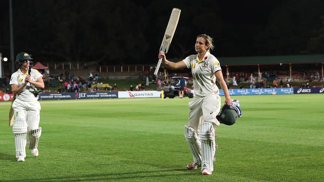 The English know how dangerous Perry is, with her epic 213 not out at North Sydney Oval in 2017 still the highest individual Test score by an Australian woman, and the third-highest ever. Picture: Phil Hillyard