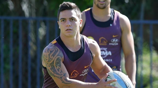 Kodi Nikorima. The Brisbane Broncos training at Red Hill. Pic Peter Wallis