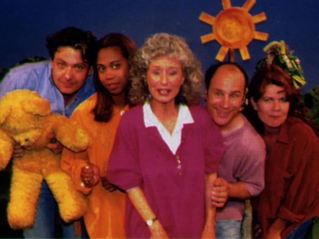 Play School (left to right) Phillip Quast, Trisha Goddard, Benita Collings, George Spartels and Angela Moore in 1996. Picture: Supplied