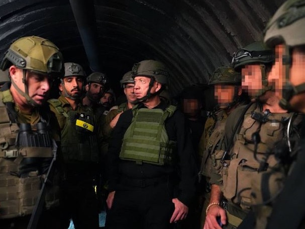 Defence Minister Yoav Gallant tours a major Hamas tunnel in northern Gaza. Picture: IDF