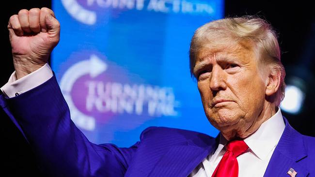 Republican presidential nominee former President Donald Trump speaks during Turning Point's United for Change rally at the Thomas & Mack Center on Thursday, Oct. 24, 2024, in Las Vegas. (Madeline Carter/Las Vegas Review-Journal/Tribune News Service via Getty Images)