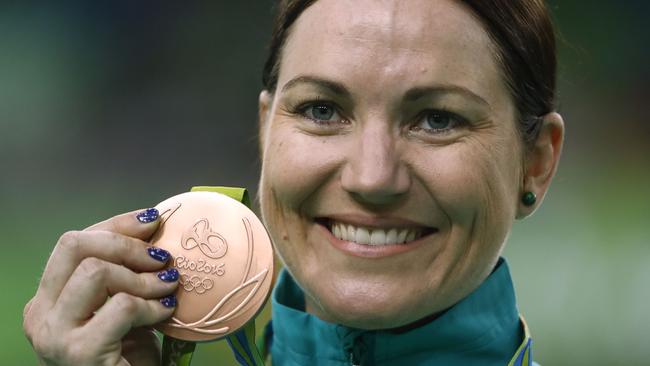 Meares with her bronze medal at the Rio games Pic: AFP