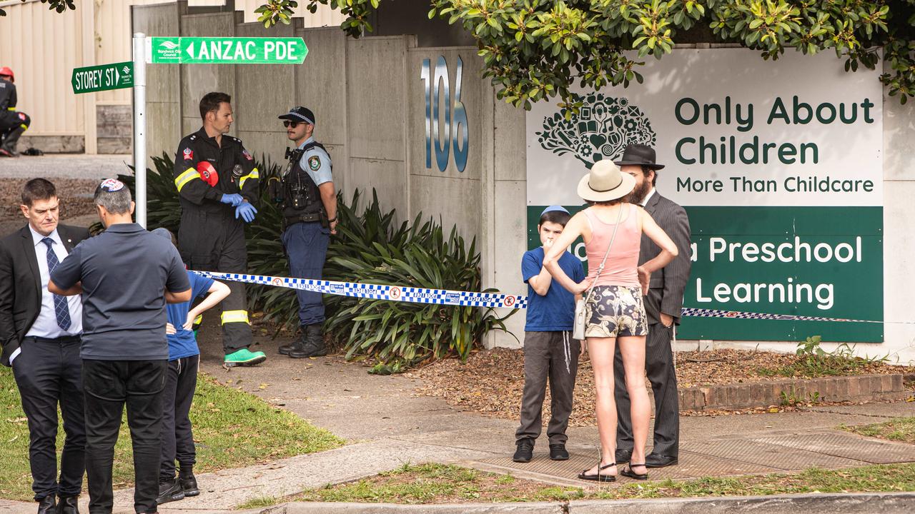 2101/25. The Daily Telegraph. News. Maroubra, Sydney, NSW. Pics by Julian Andrews.Members of the local Jewish community in Maroubra arrive with their children at the childcare centre which last night was firebombed  in an anti-semitic attack.