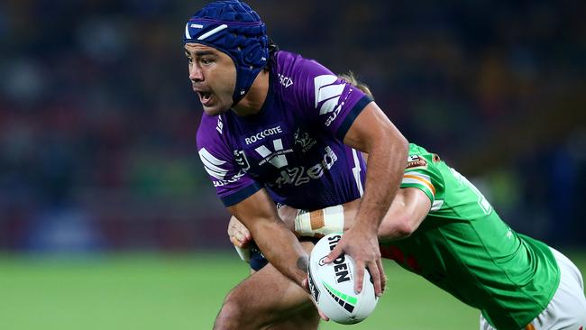 Jahrome Hughes set up three tries in a stellar performance for the Storm. Picture: Getty Images