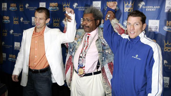 Tomasz Adamek and Paul Briggs with legendary promoter Don King prior to their WBC light heavyweight title fight.