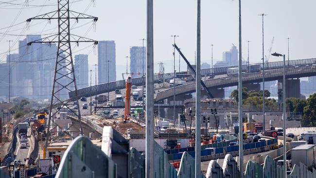 West Gate tunnel project works continue around Williamstown Road after the CFMEU dispute caused commuter chaos. Picture: Mark Stewart