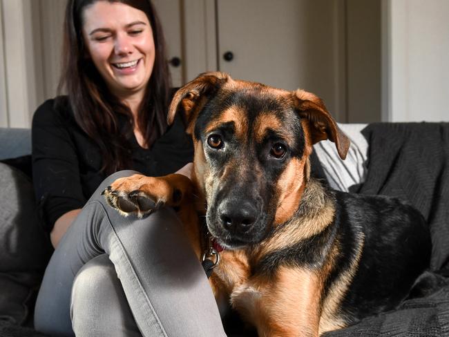 Sweet Shepherd Rescue Foster carer Shannon with her latest charge Arlo, 6 months.