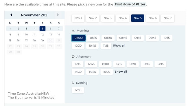 A look at the NSW Health vaccination online portal.