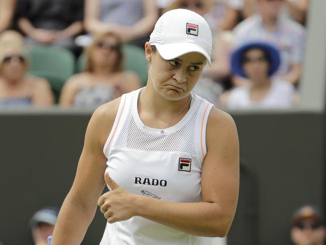 Ash Barty lost the match to Alison Riske but retains her place at world number one — for now. Picture: AP Photo/Ben Curtis