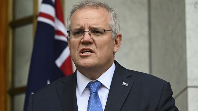 Scott Morrison holds a press conference after the national cabinet meeting. Picture: NCA NewsWire / Martin Ollman