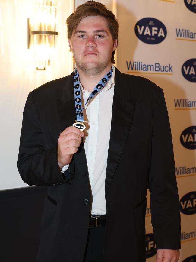 MELBOURNE, AUSTRALIA – OCTOBER 9 2024Alex Dowsley at the VAFA Awards Night at the San Remo Ballroom in Carlton on October 9, 2024Picture: Brendan Beckett