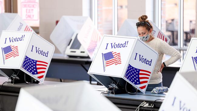 A woman votes at James Island Charter High School on Election Day on November 3, 2020 in Charleston, South Carolina. Picture; AFP.