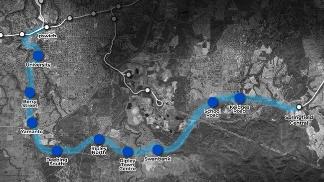 The Ipswich Central to Springfield Central public transport corridor.