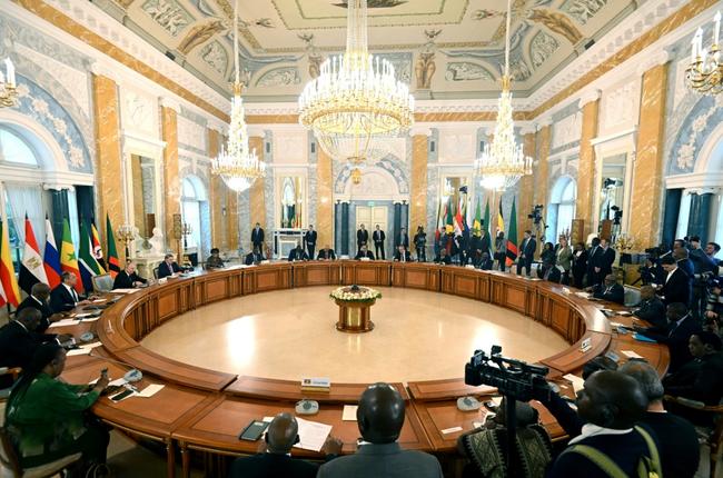 Russian President Vladimir Putin attended a meeting with delegations of African leaders in June