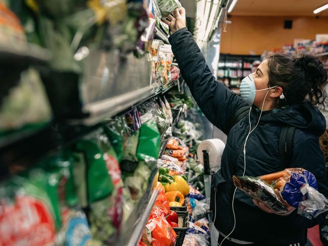 Shopping safely in Brooklyn, New York. Picture: Getty/AFP