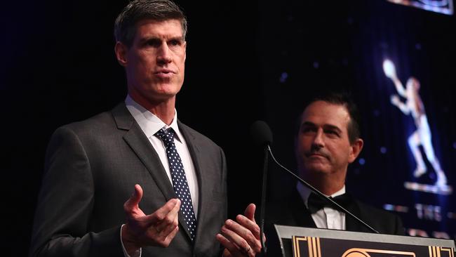 MELBOURNE, AUSTRALIA – FEBRUARY 16: Mike Kelly of the Taipans speaks after being awarded Coach of the Year during the 2020 Andrew Gaze MVP and Awards Night at Crown Palladium on February 16, 2020 in Melbourne, Australia. (Photo by Kelly Defina/Getty Images)