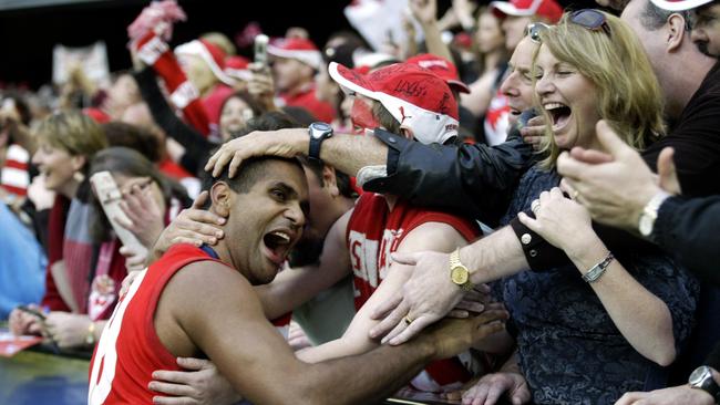 Michael O’Loughlin – Blayne’s uncle – after winning the 2005 premiership with Sydney.