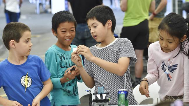 Children enjoy the Lego zone.