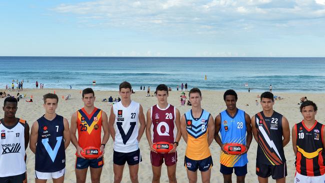 Jarrod Berry (fourth from left) represents Vic Country at the 2014 Under-16 National Championships.