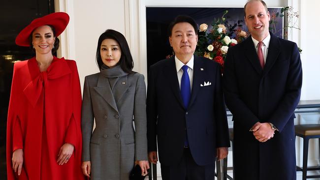 Prince William and Catherine, Princess of Wales with President Yoon Suk Yeol (2R) and his wife Kim Keon Hee in London. Picture: Getty Images.