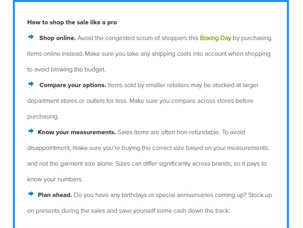 How to find the best bargains on Boxing Day. Table: Finder