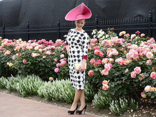 Shantelle Ford all dressed up at Flemington Racecourse on Melbourne Cup Day 2014. Picture: Stephen Harman