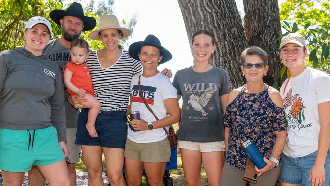 Kaitlin Sigado, Ryan Craig, Belle Craig, Sheena Craig, Katie Geiger, Jade Geiger, Leanne Flanders and Phoebe Doolan at the official opening of Seaforth Esplanade Redevelopment Saturday 2 September 2023 Picture: Michaela Harlow