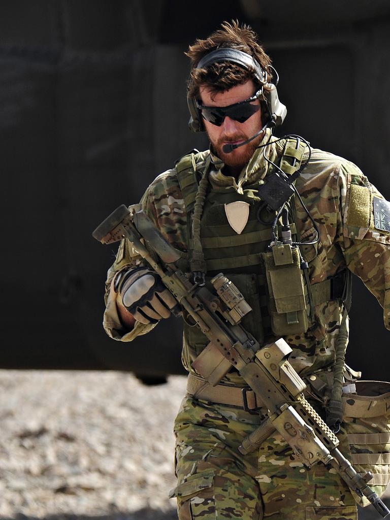 The image of Ben Roberts-Smith bearing a blank shield patch on his chest. Nine says the image has been edited to remove a Crusader’s Cross emblem from the patch. Picture: Department of Defence