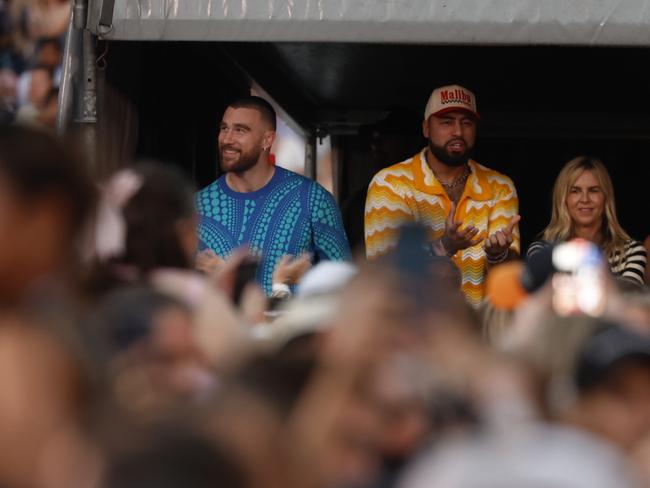 NFL star Travis Kelce watching his girlfriend Taylor Swift performing at Accor Stadium at Sydney Olympic Park. Picture: Richard Dobson