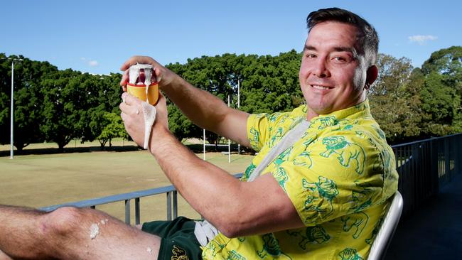 Hunter Thomas played his 400th club game for the Wests Bulldogs. Picture: AAP Image/Steve Pohlner