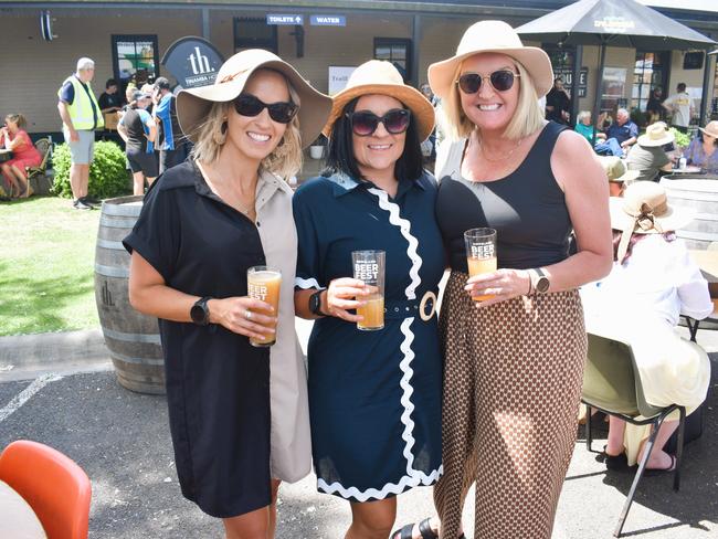 The Gippsland Beer Fest in Tinamba on Saturday, November 16, 2024: Ruth Hodge, Sally Howson and Brooke Anderson. Picture: Jack Colantuono